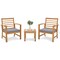Costway 3 PCS Outdoor Furniture Set Acacia Wood Conversation Set with Soft Seat Cushions White/Grey/Navy